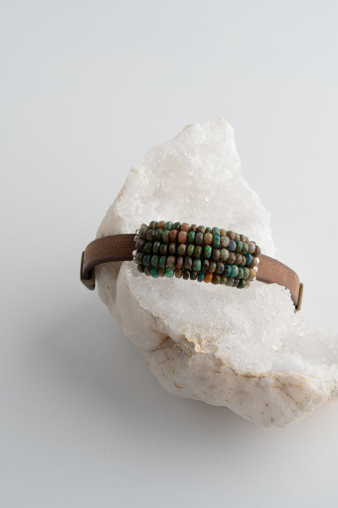 Martell Studio Brown Opal Leather Bracelet
