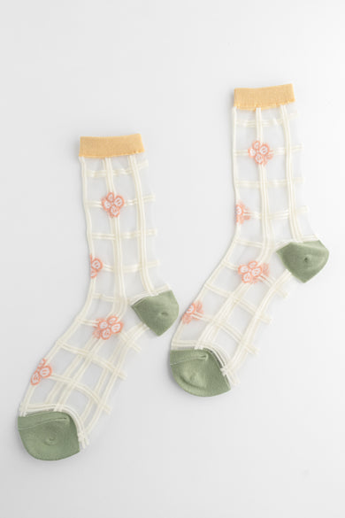 ACCITY Floral Sheer Sock, Ginger