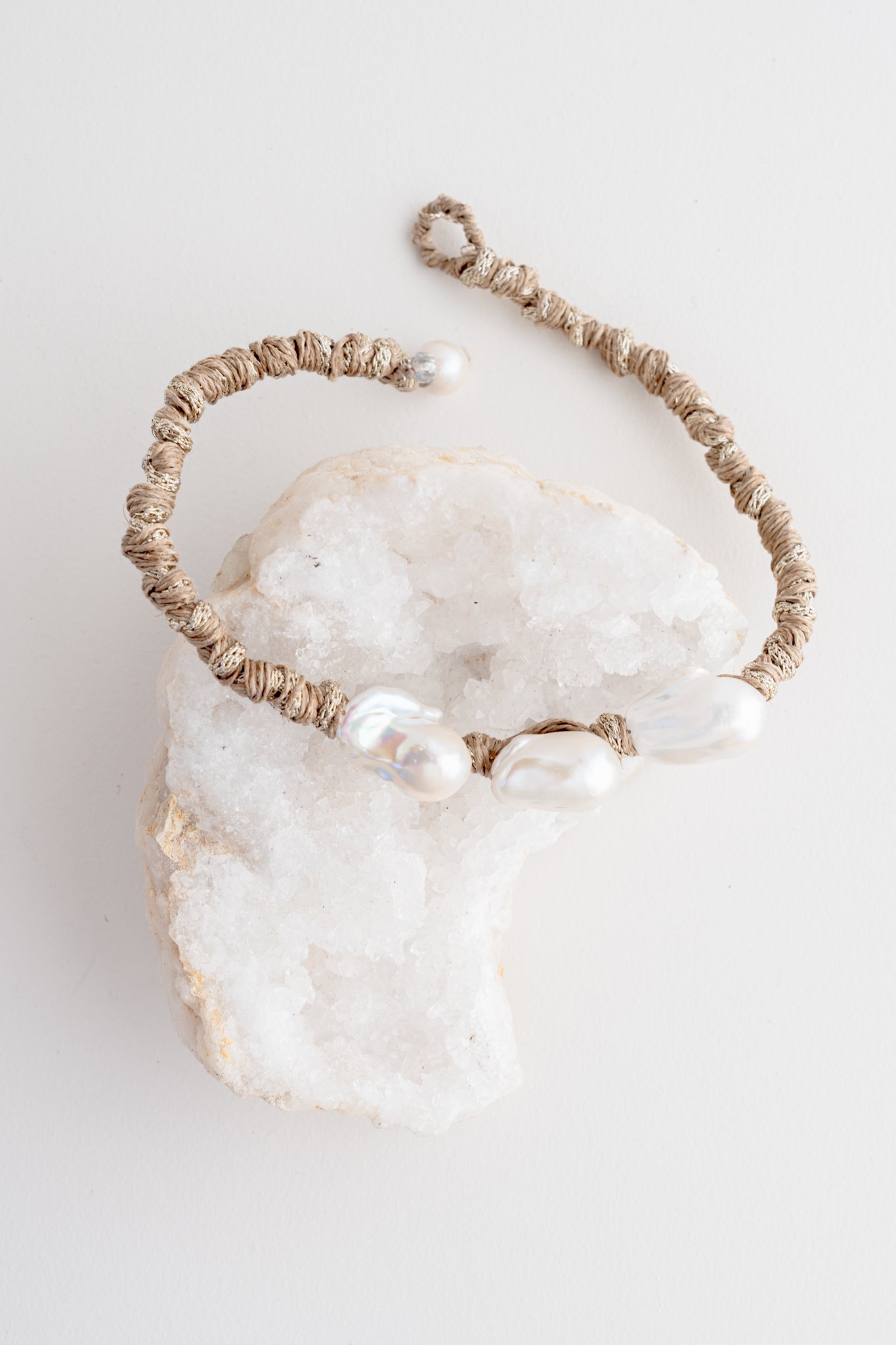 Mela Linen Pearl Trio Necklace