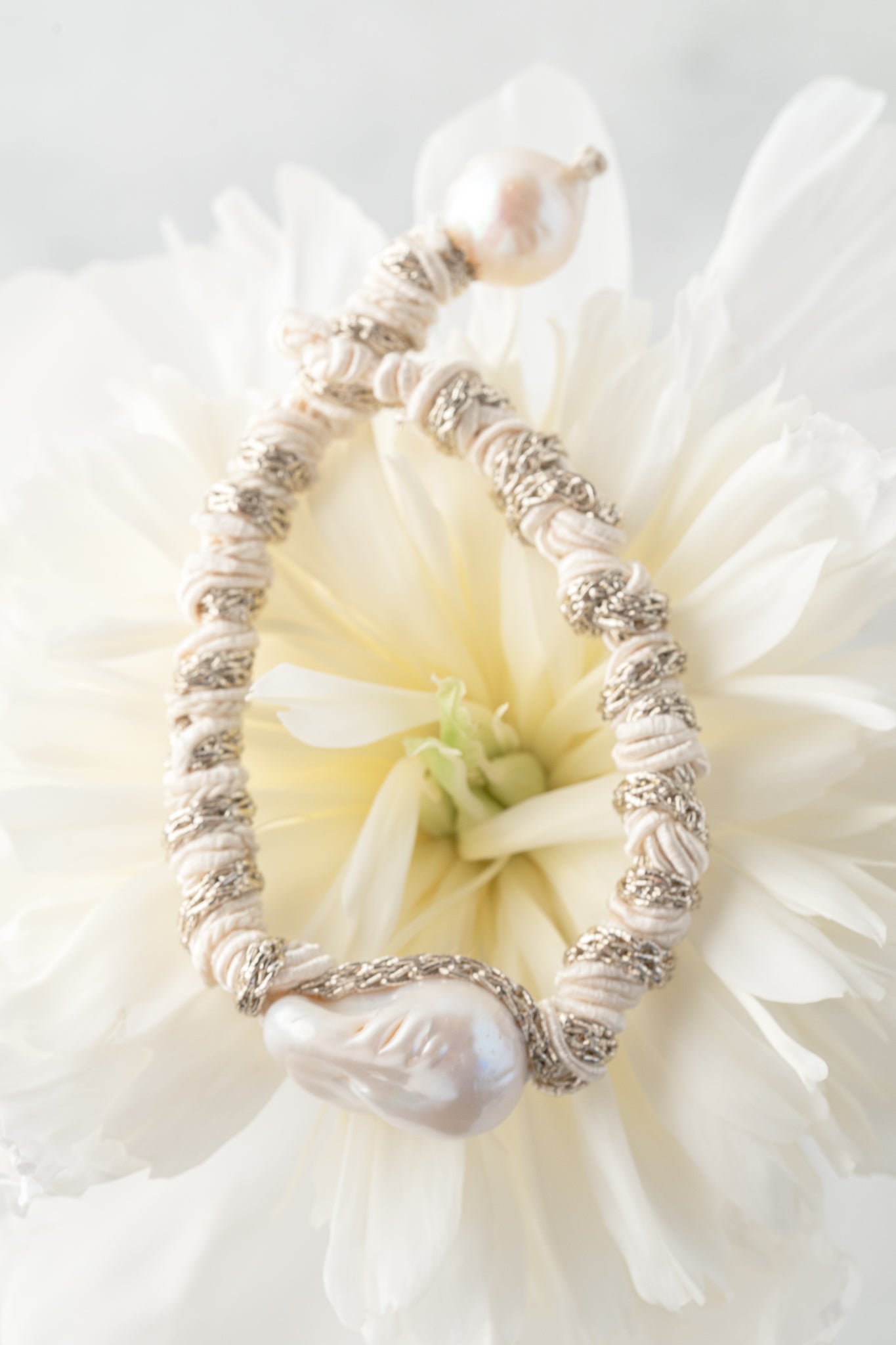 Mela Single Pearl Woven Bracelet, Sand