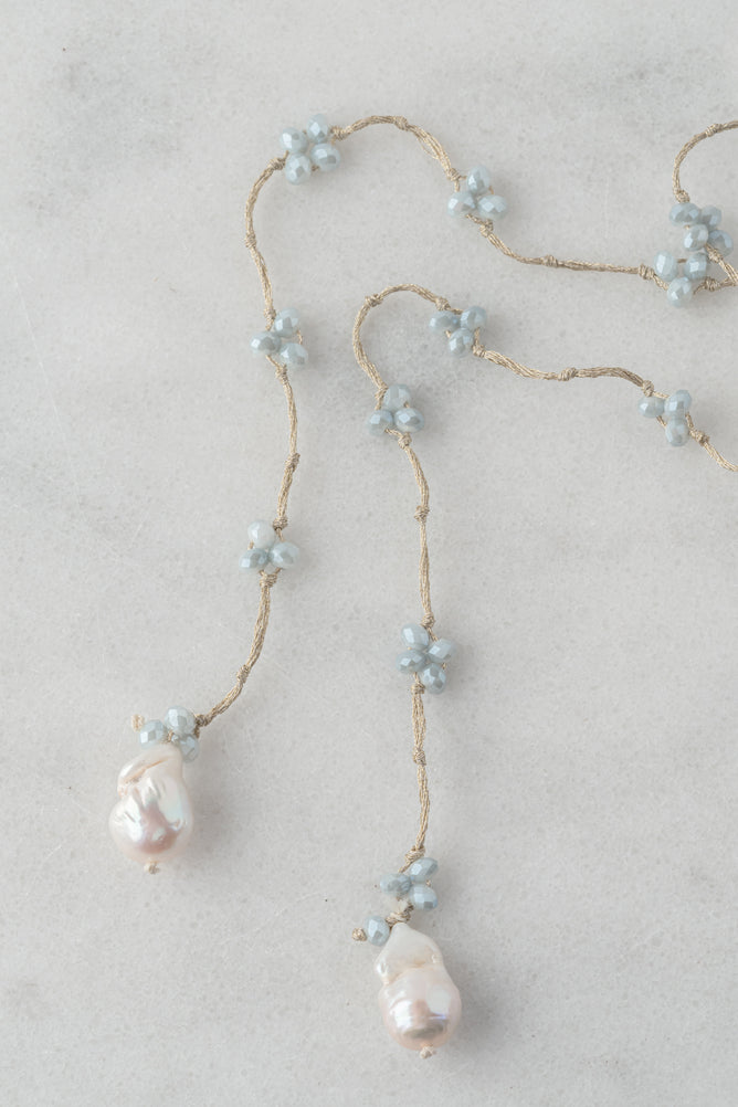 Mela Pearly Dew Drops Lariat Necklace