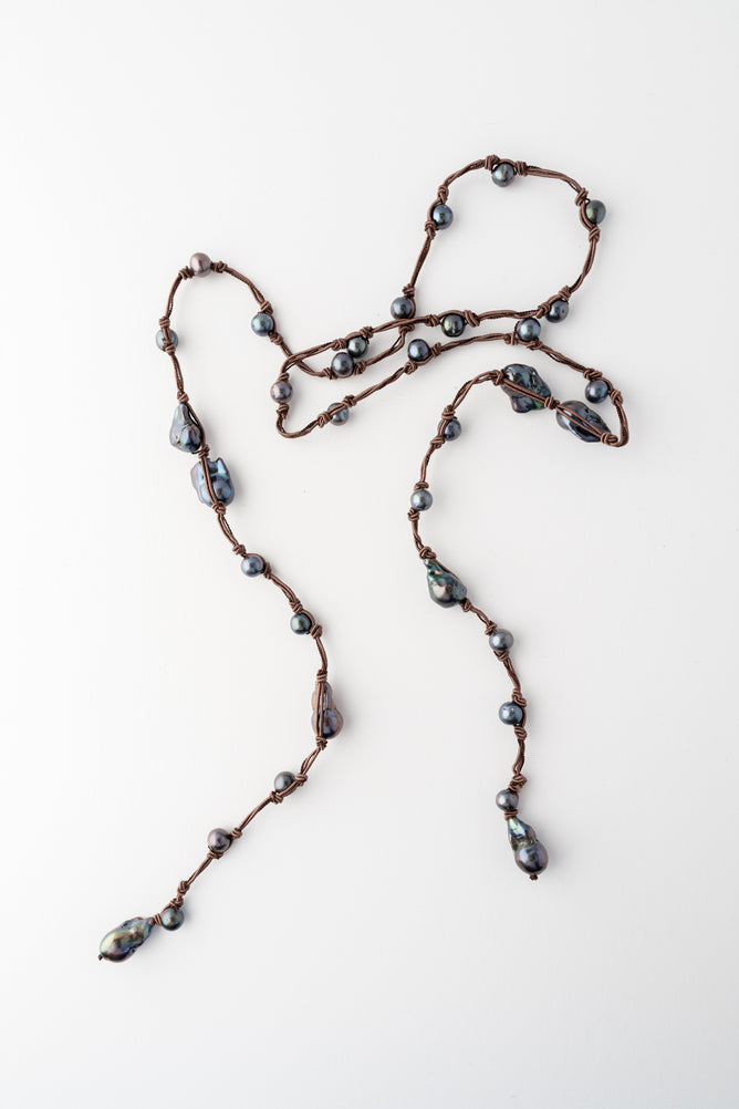 Mela Superlong Choco Pearl Necklace