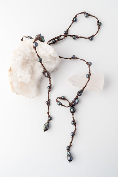 Mela Superlong Choco Pearl Necklace