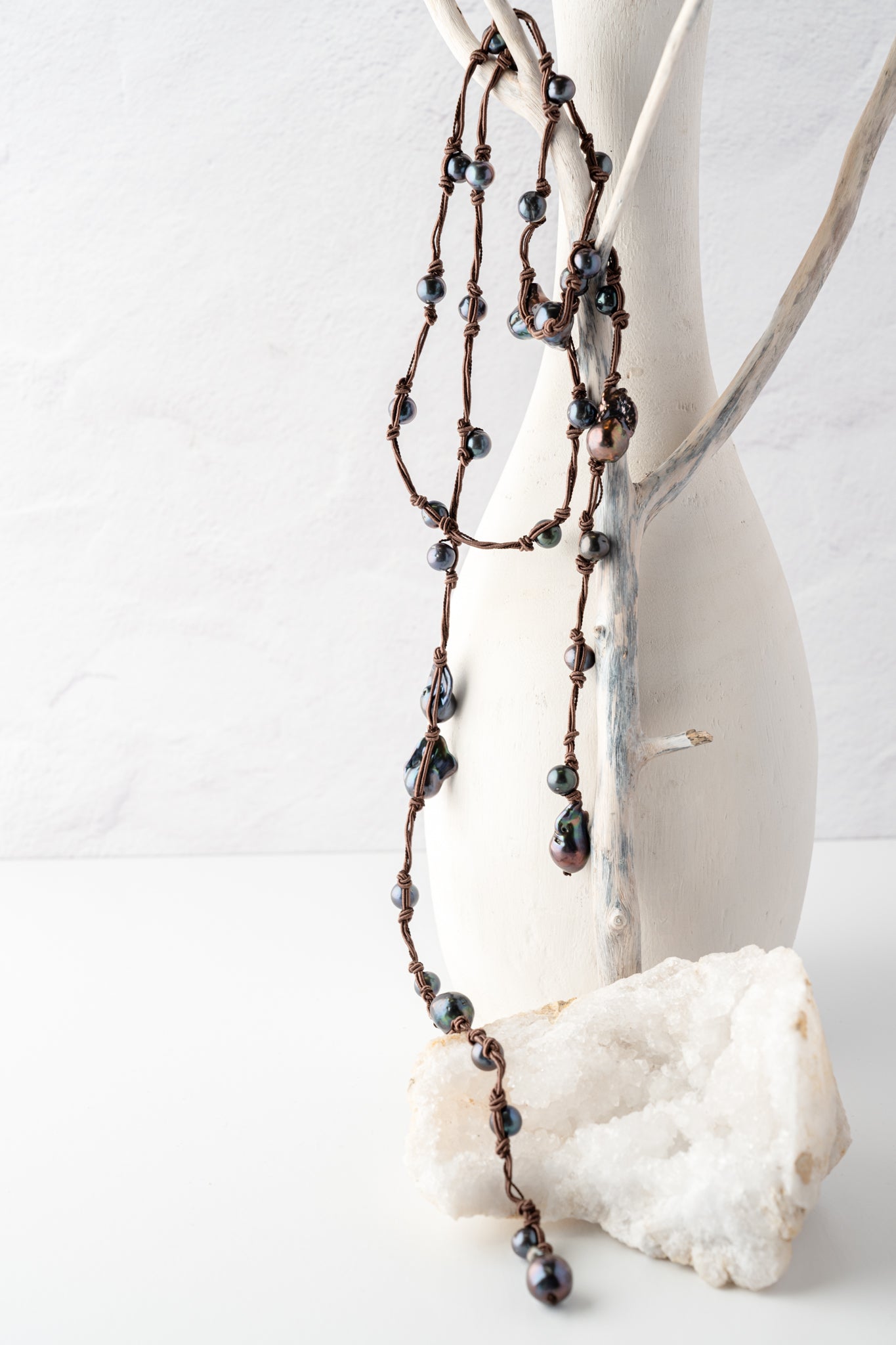 Mela Superlong Choco Pearl Necklace