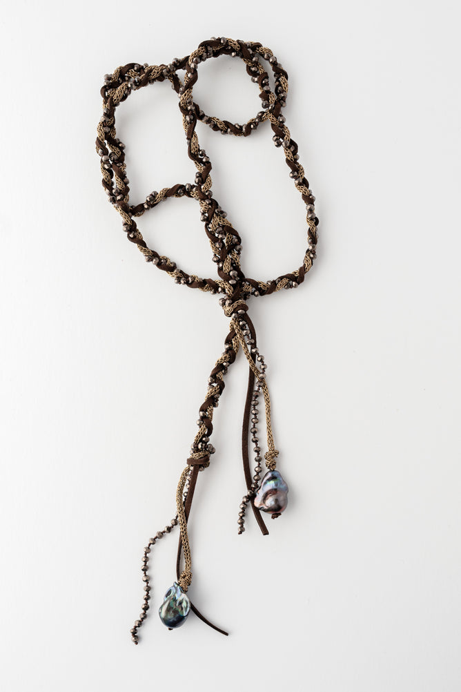 Mela Cia Pearl Necklace - Brown