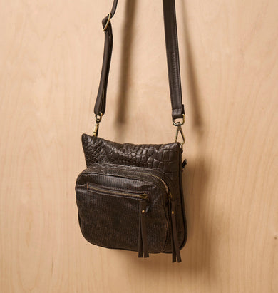 Daniella Lehavi Memphis Crossbody Bag, Ribbed Croco