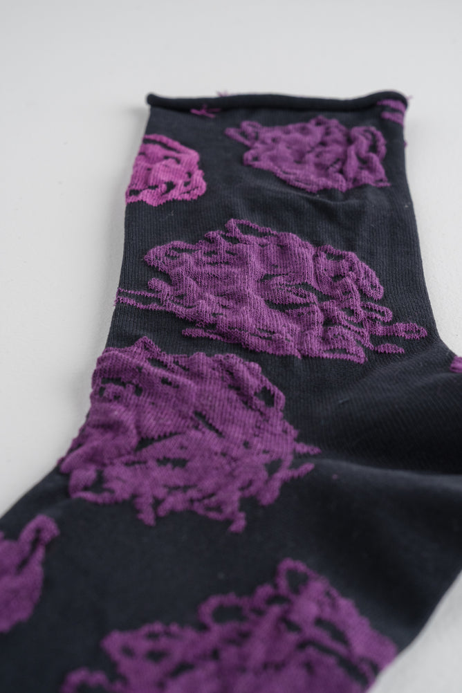 Pretty Posy Sock, Black/Violet