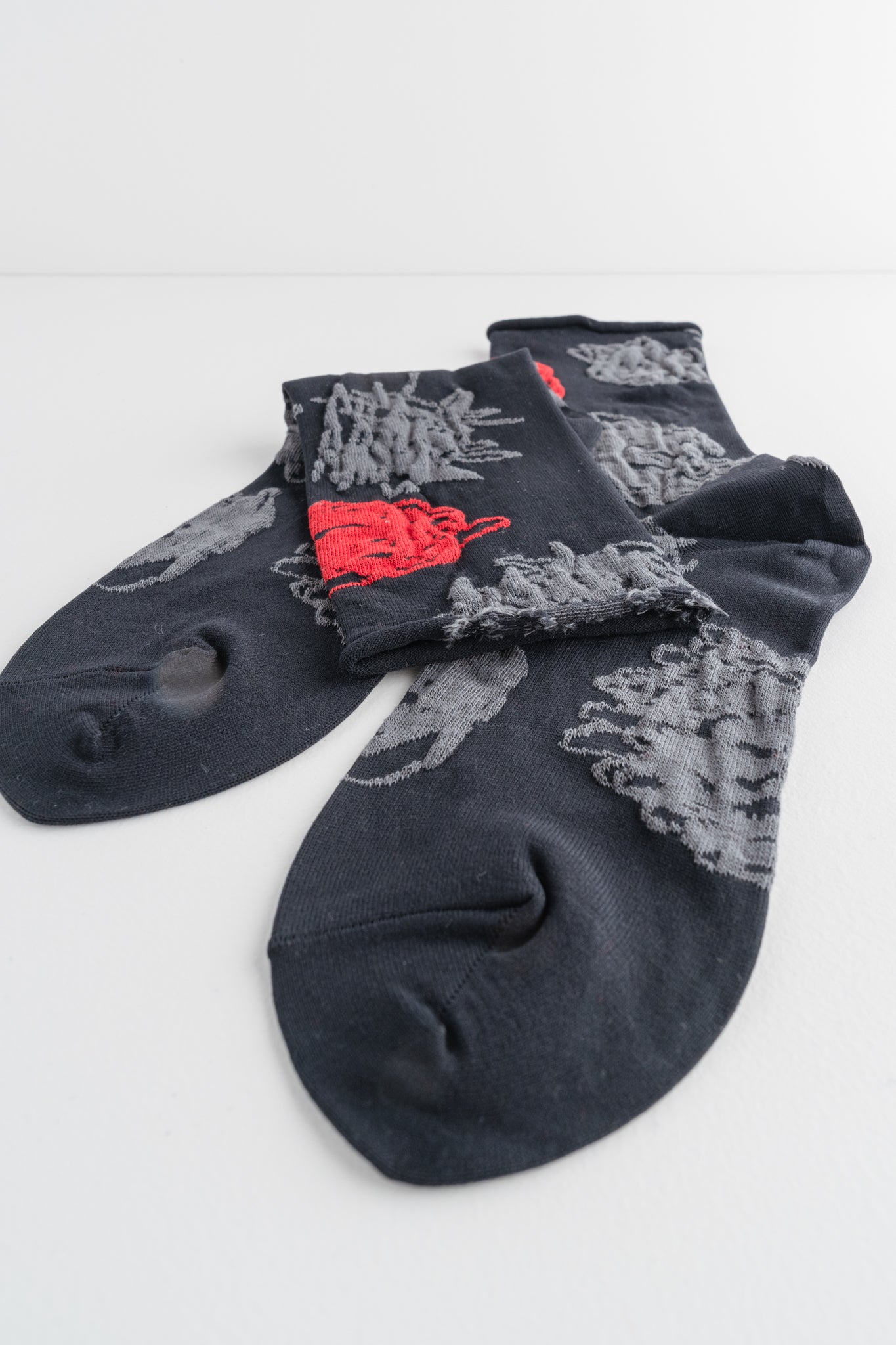 Pretty Posy Sock, Black/Red