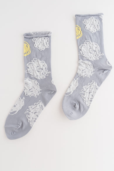 Pretty Posy Sock, Gray/Acid