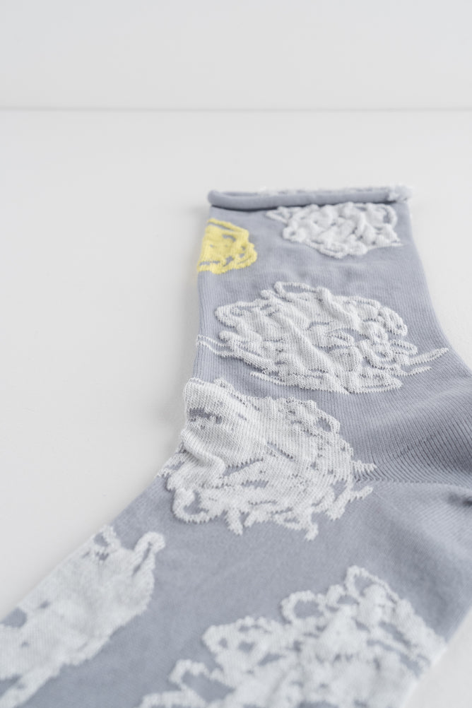 Pretty Posy Sock, Gray/Acid