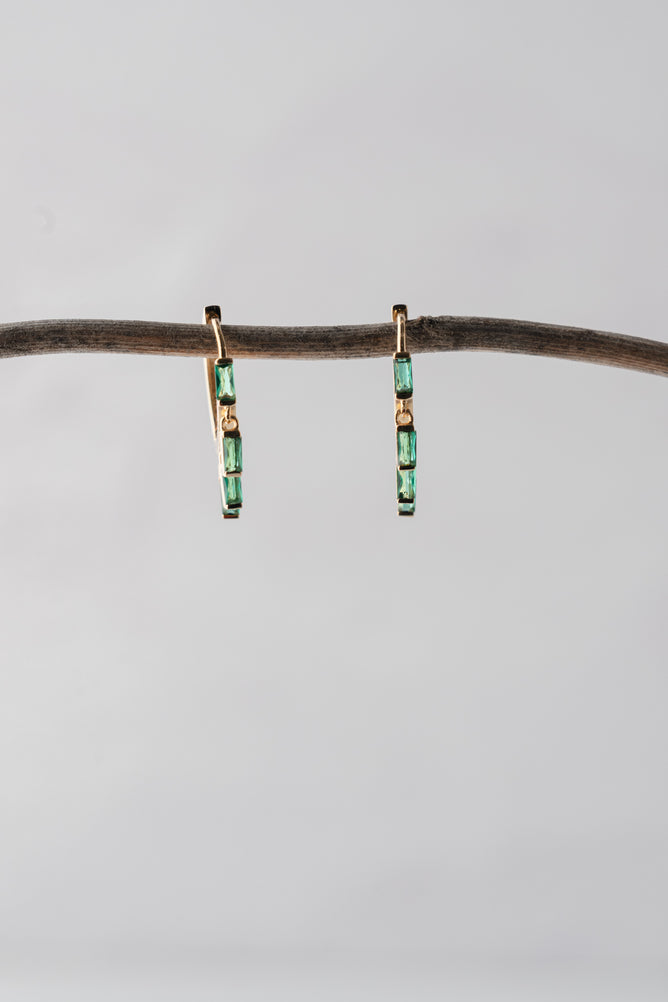 Native Gem Floating Emerald Huggies