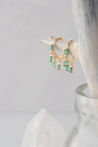 Native Gem Floating Emerald Huggies