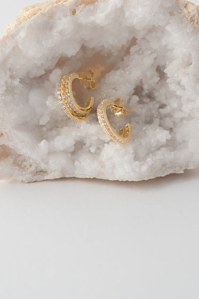 Native Gem Evil Twin Huggies Earrings, Gold