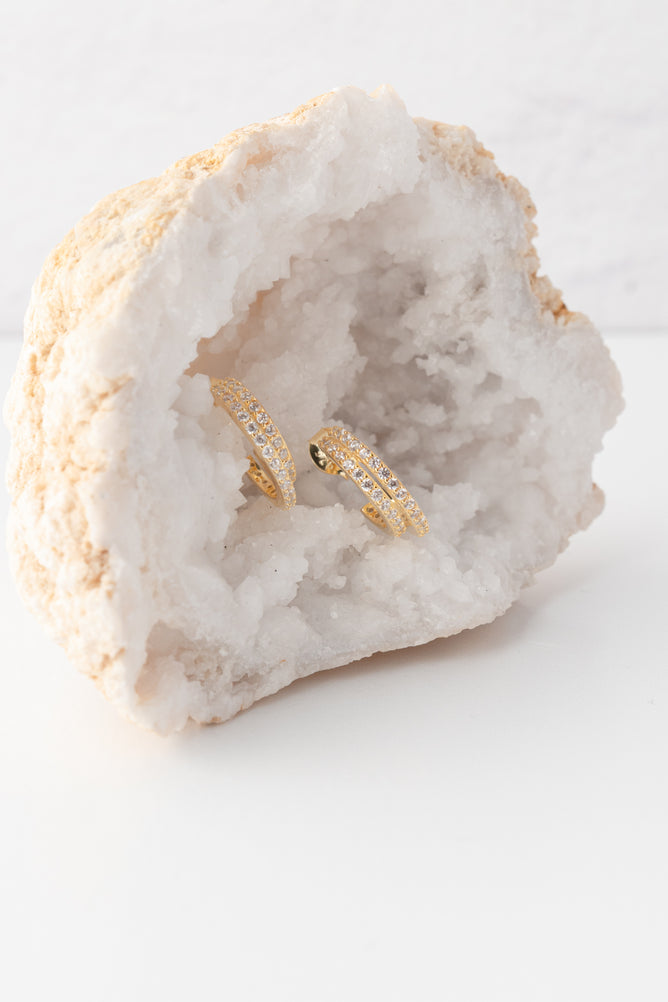 Native Gem Evil Twin Huggies Earrings, Gold