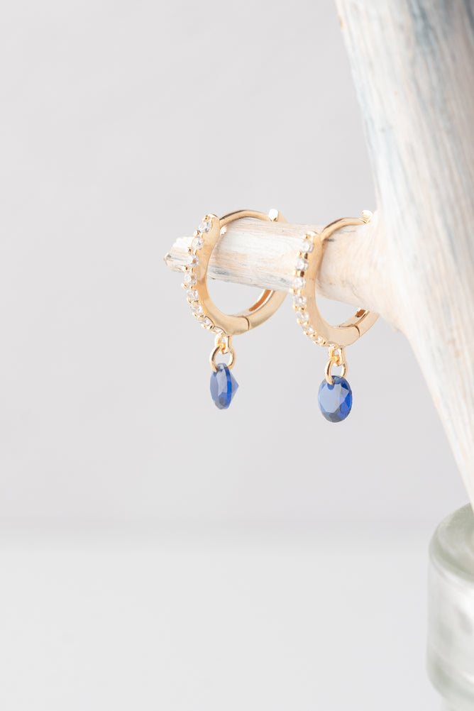 Native Gem Bon Bon Blue Sapphire Circle Huggies Earrings