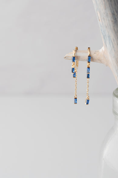 Native Gem Sparkler Blue Sapphire Huggies Earrings