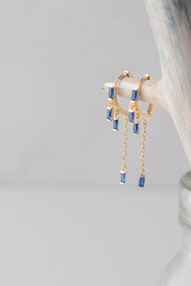Native Gem Sparkler Blue Sapphire Huggies Earrings