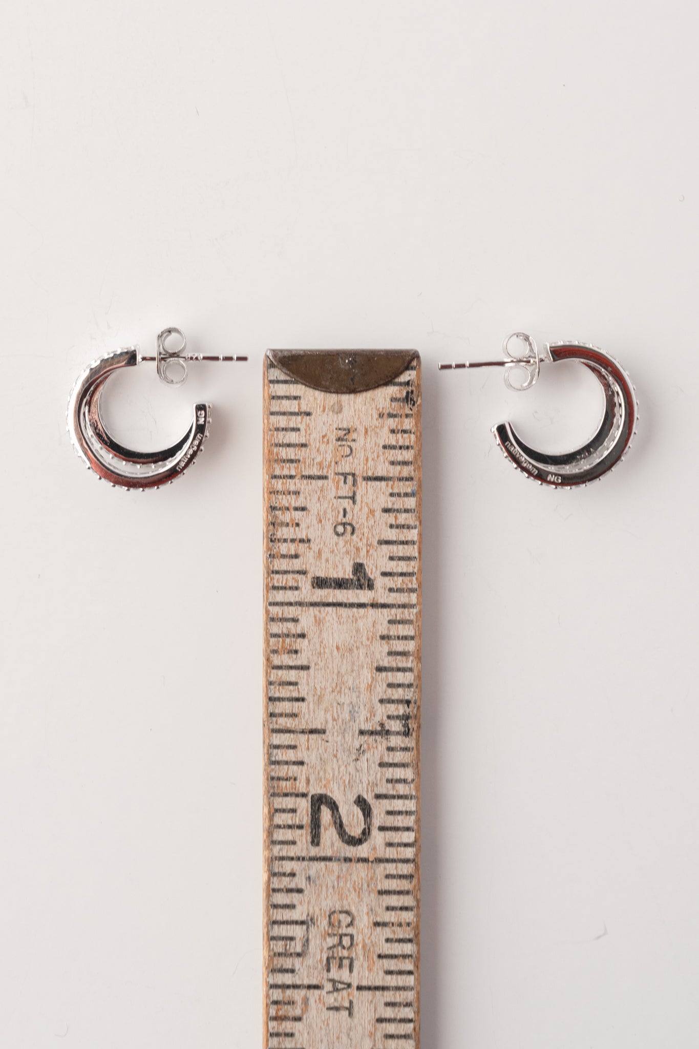 Native Gem Evil Twin Huggies Earrings, Silver