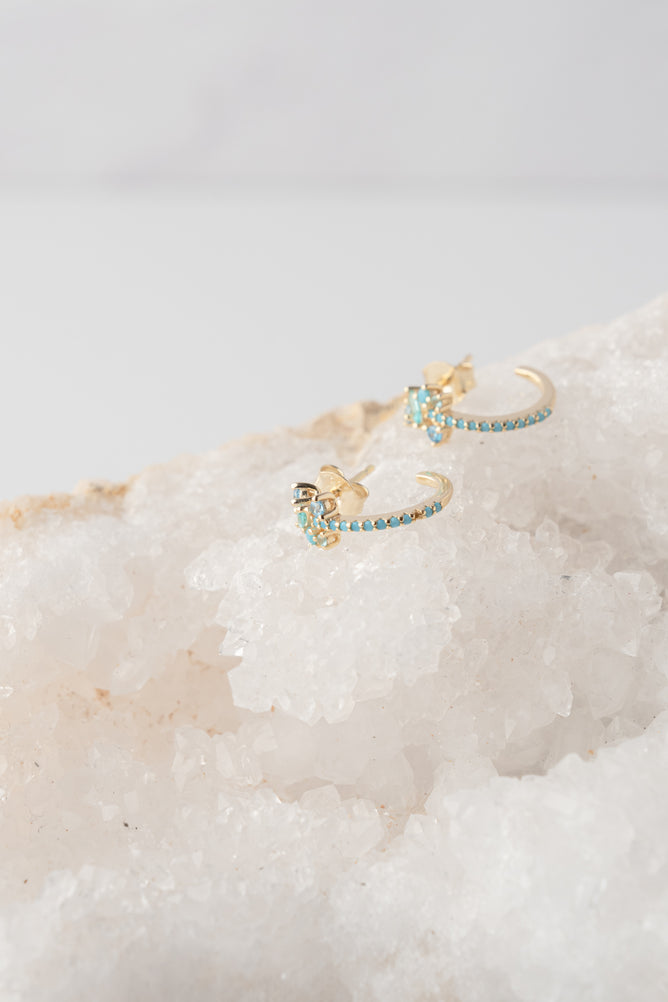 Native Gem Tropicale Mini Hoop Earrings, Turquoise