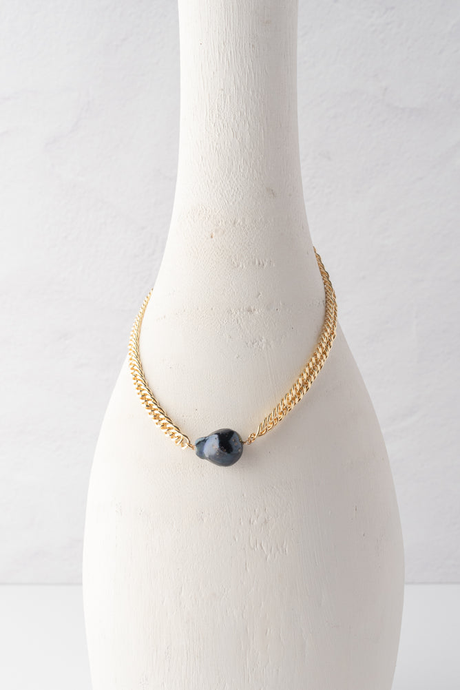 Native Gem Bling Pearl Necklace, Black