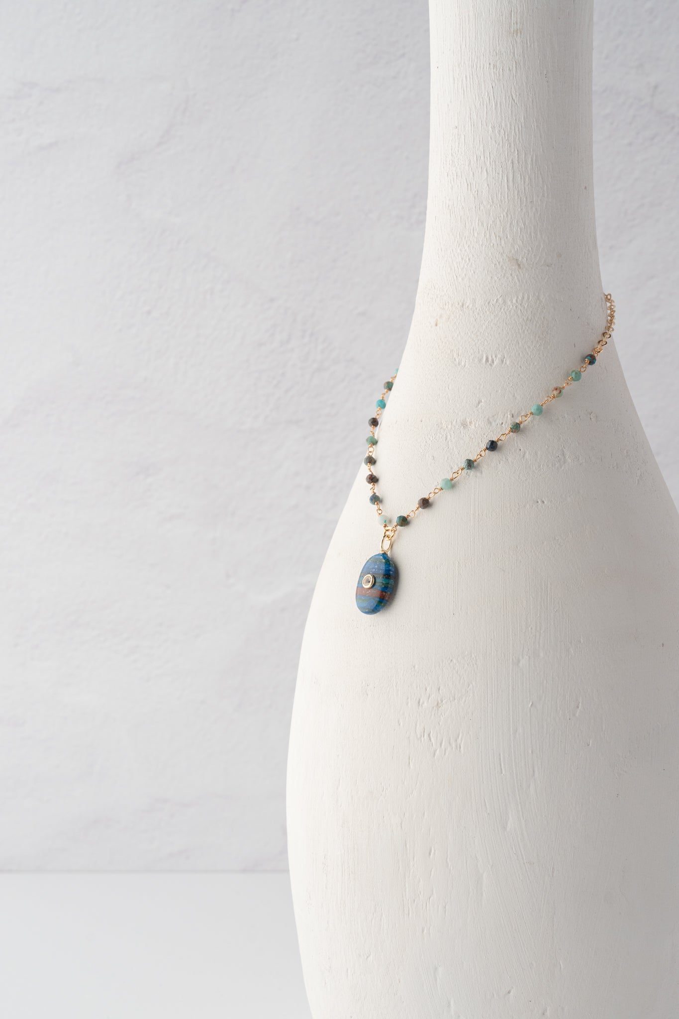 Native Gem Amulet Tiny Rainbow Calsilica Necklace