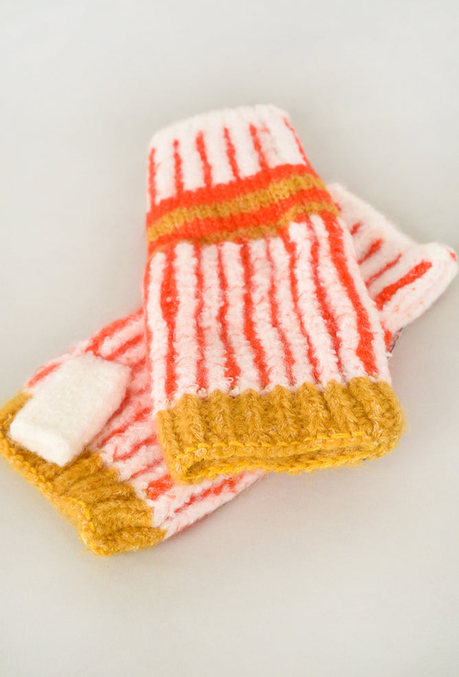 Knit Bon Bons Ultra Soft Vertical Texting Glove, Orange