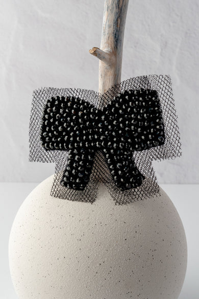 PLU Sparkle Button-On Patch/Couture Mesh Bow, Black