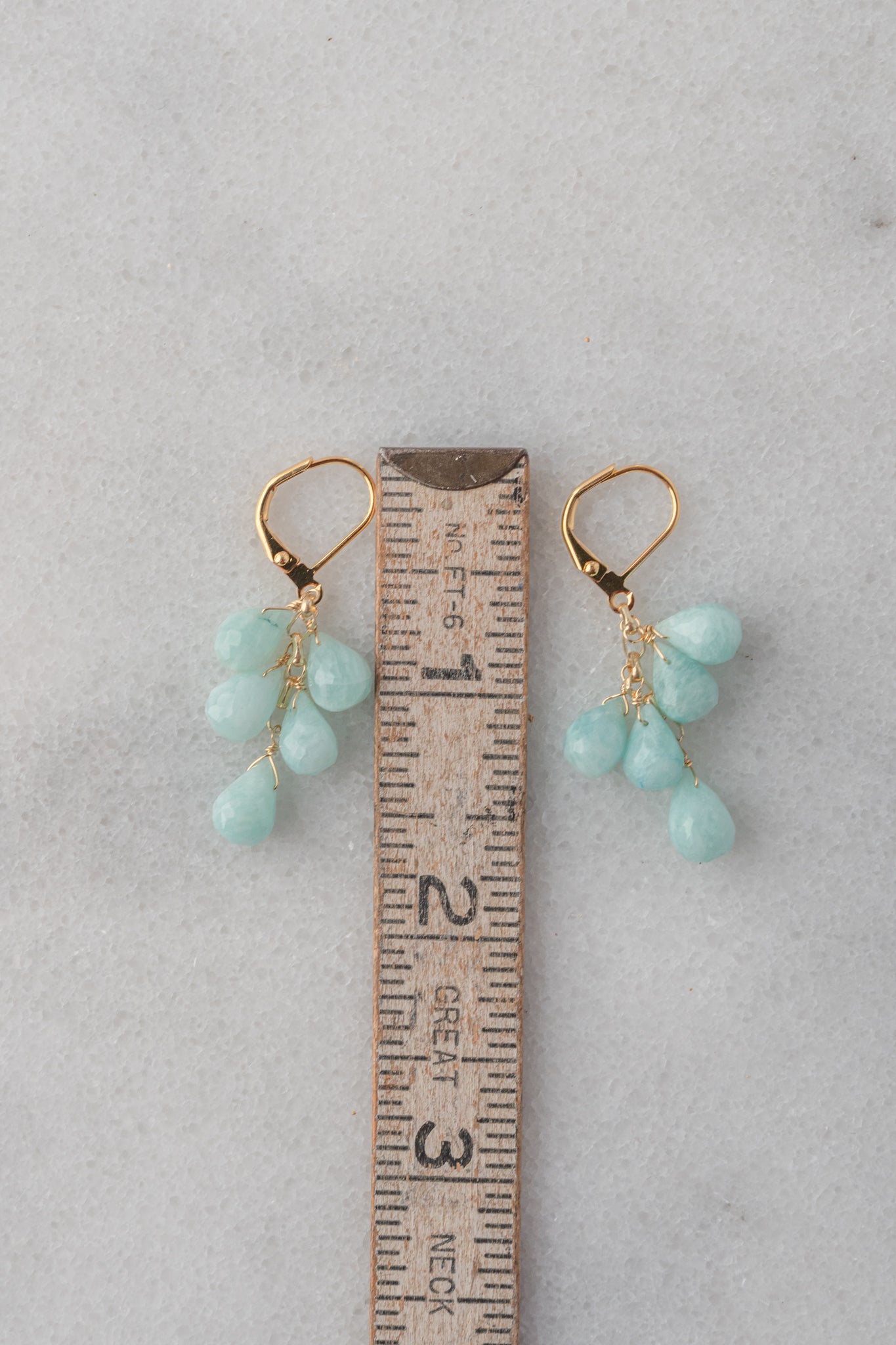 Rachel Reinhardt Amazonite Cluster Teardrop Earrings, Gold