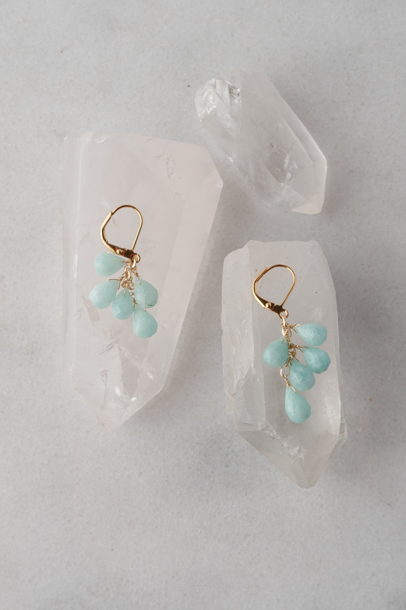Rachel Reinhardt Amazonite Cluster Teardrop Earrings, Gold