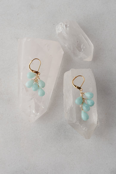 Rachel Reinhardt Amazonite Cluster Teardrop Earrings, Gold