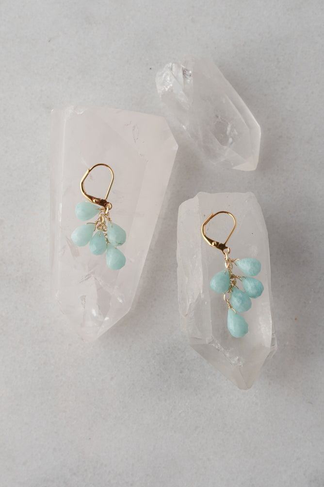 Rachel Reinhardt Amazonite Cluster Teardrop Earrings, Gold