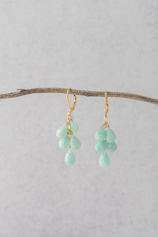 Rachel Reinhardt Amazonite Cluster Teardrop Earrings, Gold