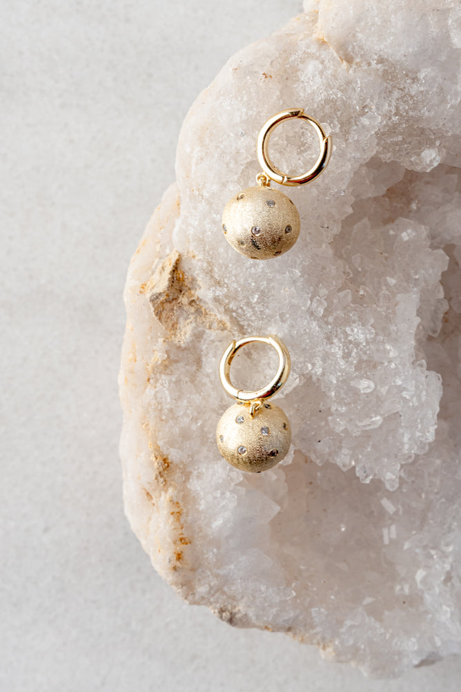 Rachel Reinhardt Vermeil Disco Ball Earrings, Brushed Gold