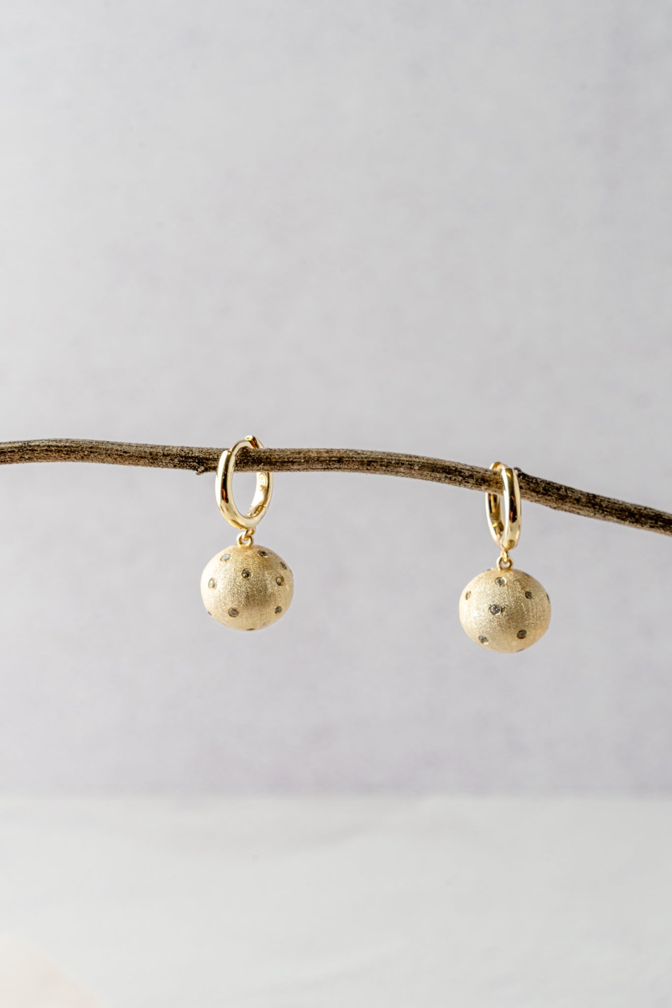 Rachel Reinhardt Vermeil Disco Ball Earrings, Brushed Gold