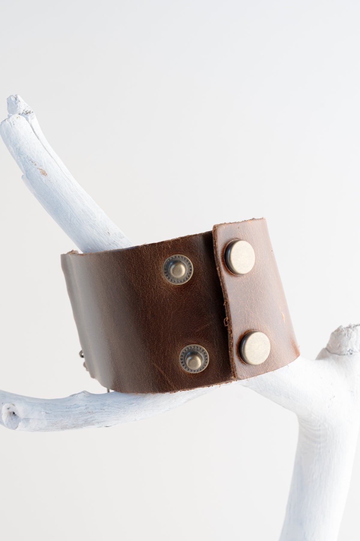 Rebel Designs Cluster Chain Leather Bracelet, Vintage Brown