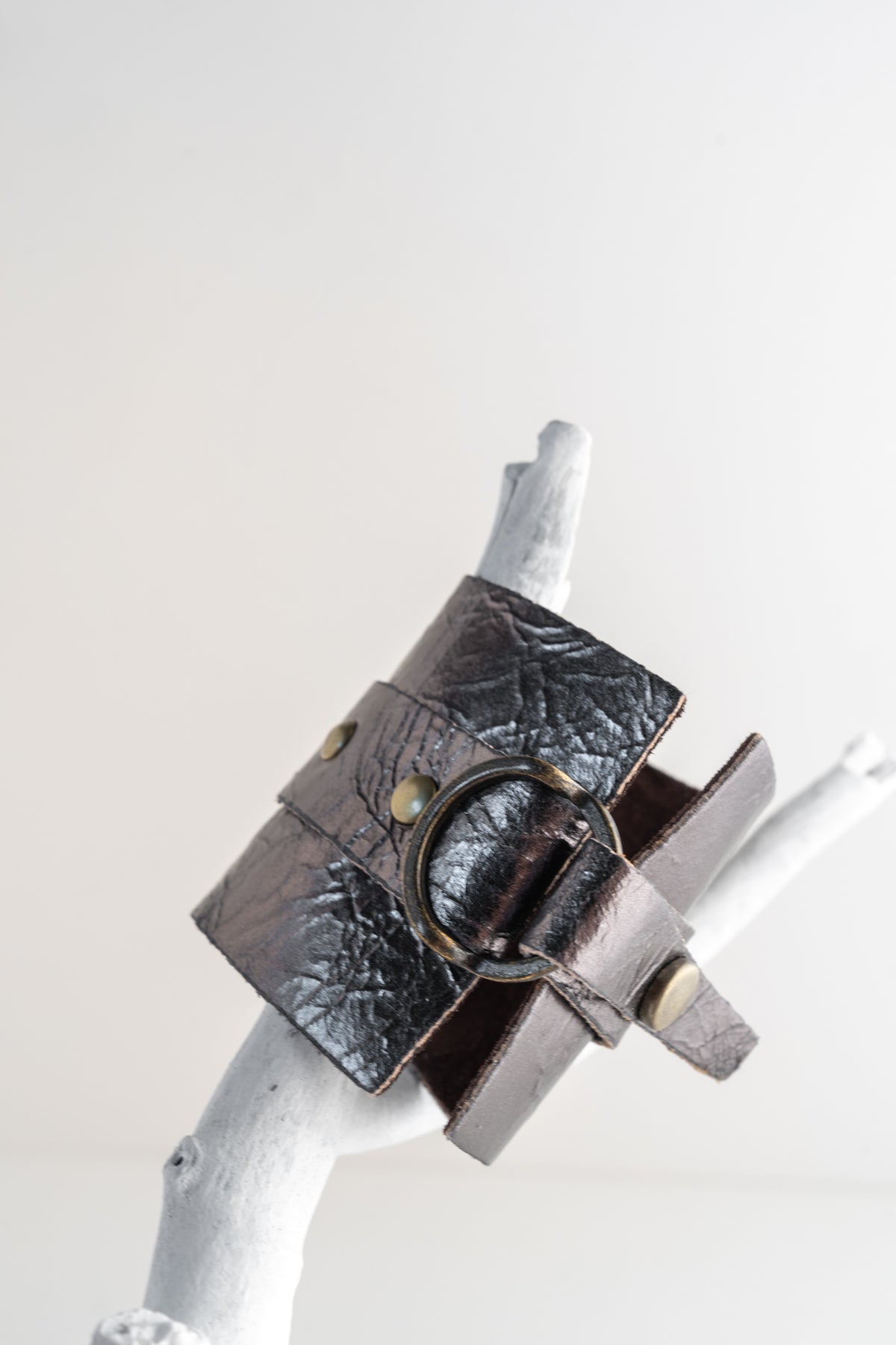 Rebel Designs Wide Leather Cuff with Oval Metal Center
