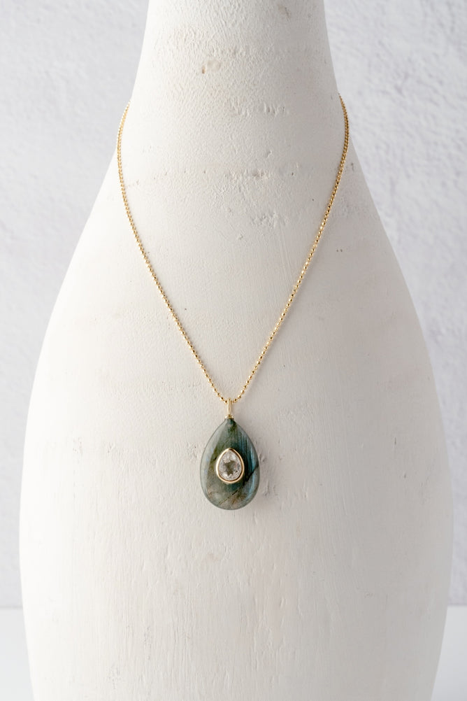 Robindira Unsworth Oval Lab/White Topaz Necklace