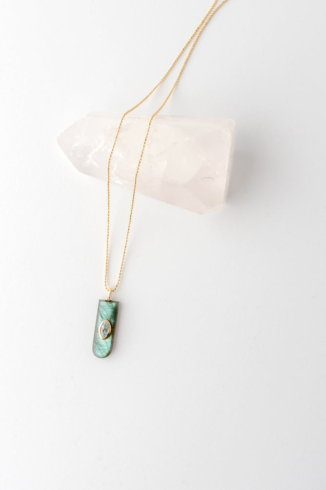 Robindira Unsworth Rectangle Lab/Blue Topaz Necklace