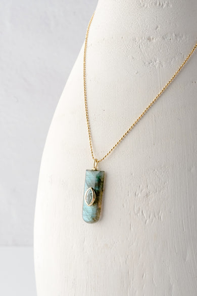 Robindira Unsworth Rectangle Lab/Blue Topaz Necklace