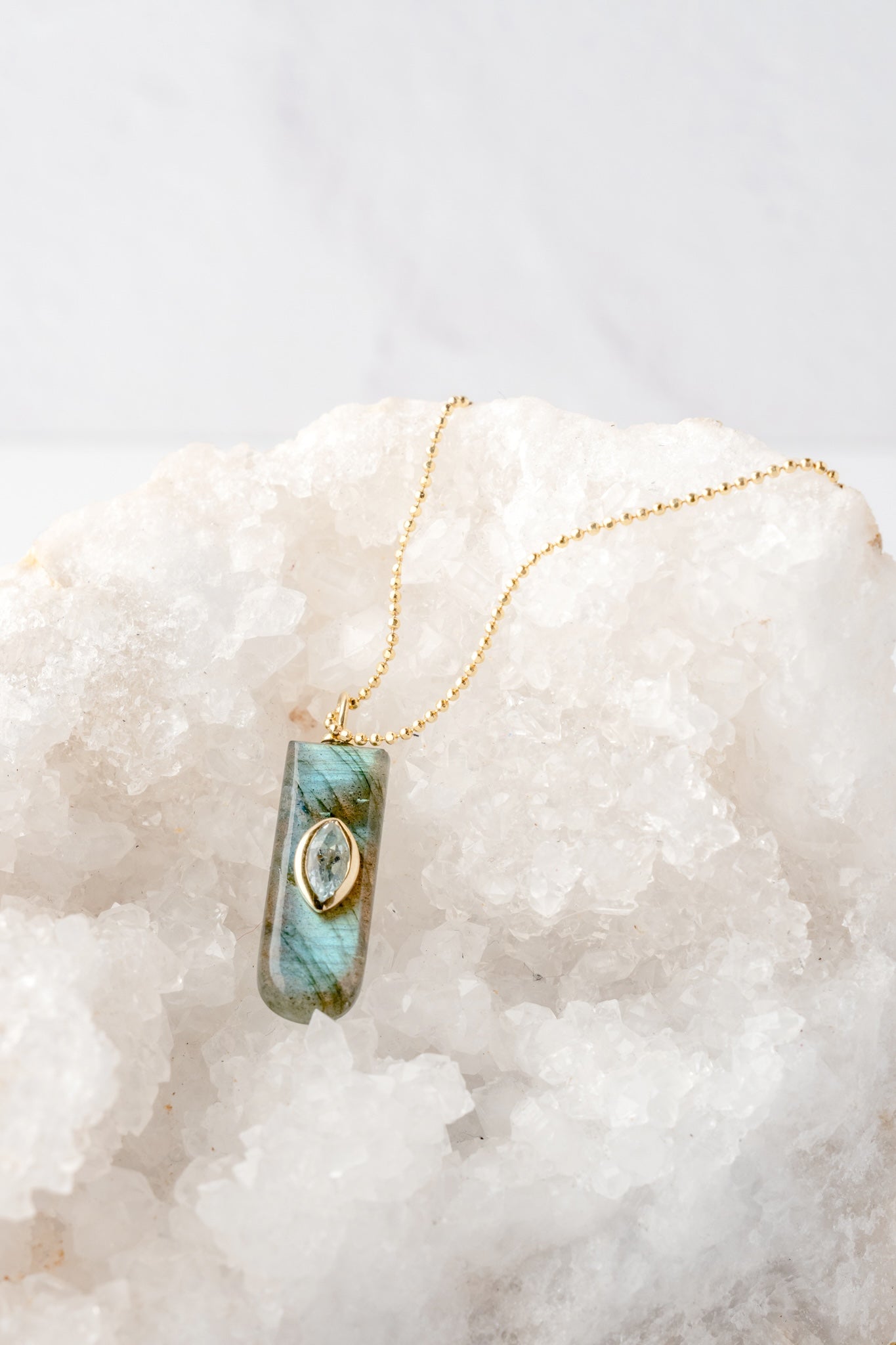 Robindira Unsworth Rectangle Lab/Blue Topaz Necklace