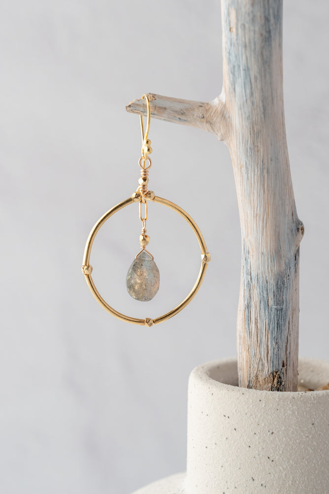 Robindira Unsworth Gold Hoop/Lab Dangle Earring