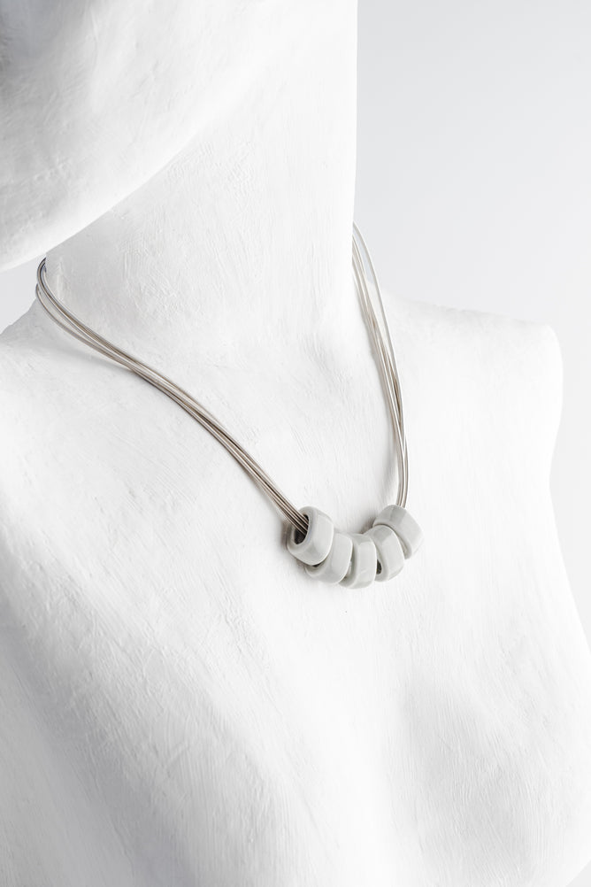 Sea Lily Helena Porcelain Discs Necklace, Seafoam