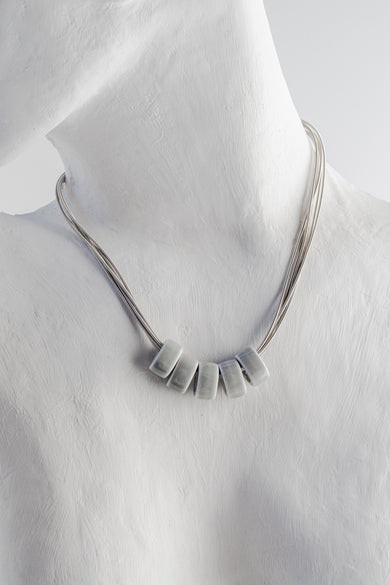 Sea Lily Helena Porcelain Discs Necklace, Seafoam