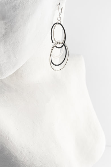 Sea Lily Elsa Earrings, Silver and Black