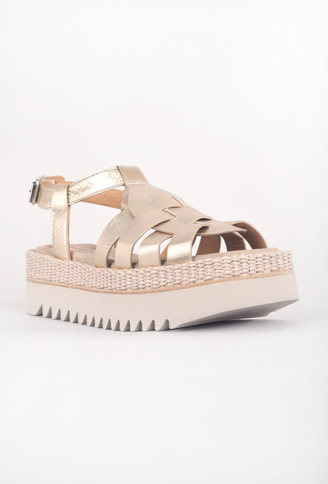 Laura Bellariva Metallic & Macrame Sandal, Gold