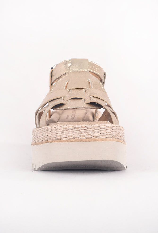 Laura Bellariva Metallic & Macrame Sandal, Gold