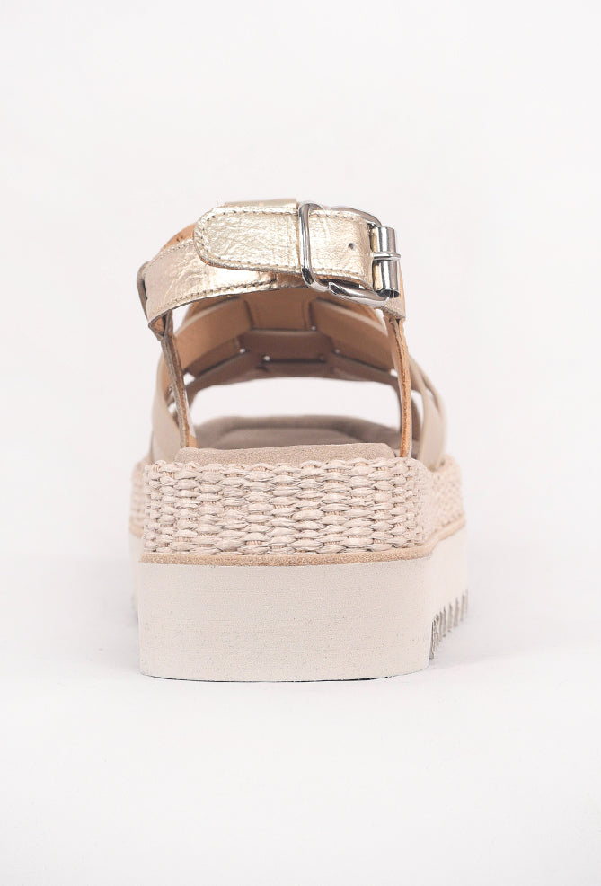 Laura Bellariva Metallic & Macrame Sandal, Gold