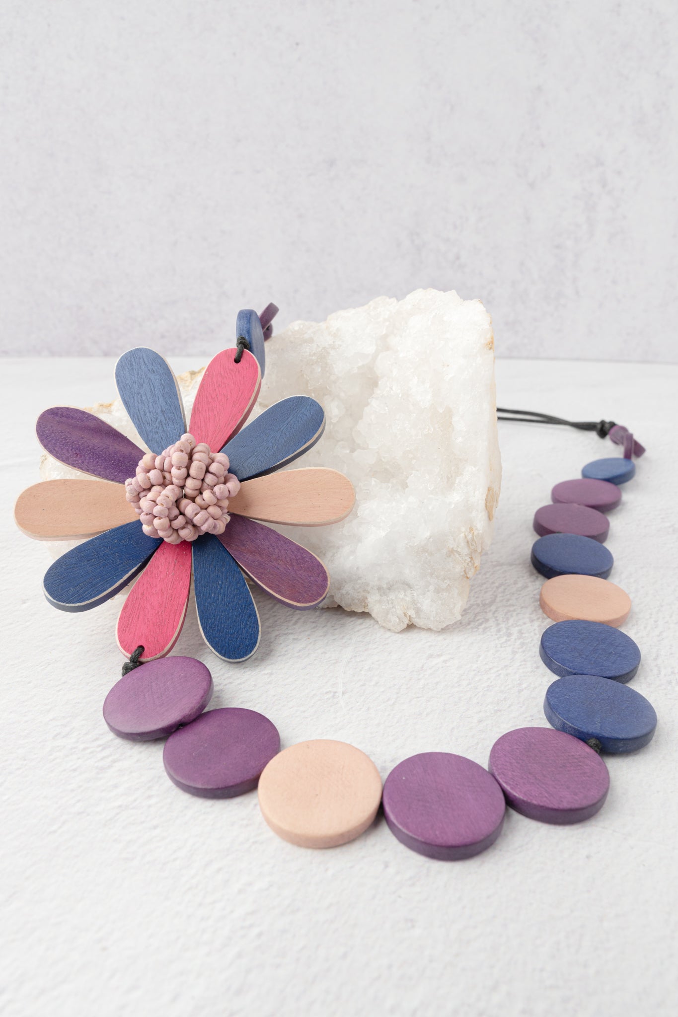 Sylca Designs Dahlia Statement Necklace, Purple