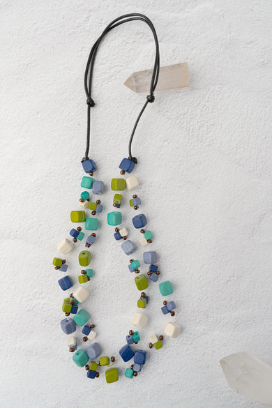 Sylca Designs Lia Floating Bead Necklace, Blue