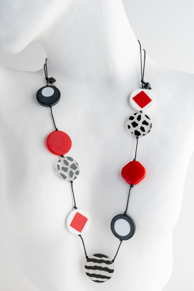 Sylca Designs Cheetah Necklace, Red